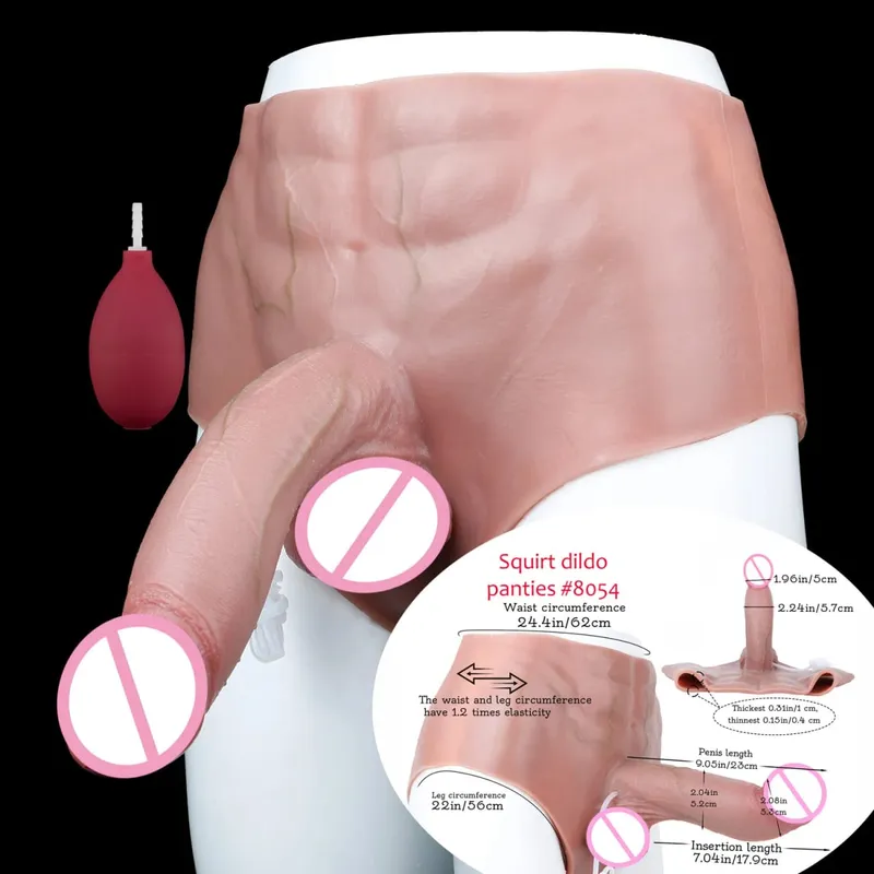 Black Nude Strapon Big Realistic Ejaculation Dildo Silicone Squirting Panties With Simulated Solid Penis Sex Toy For Women