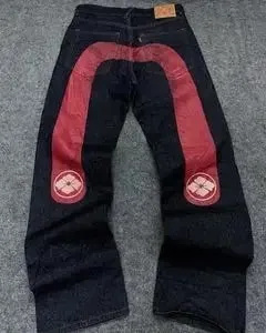 Jaren '90 Retro Y2K Nieuwe Hip Hop Rechte Jeans Straat Bestverkopende Gepersonaliseerde Bedrukking High Street Heren Casual Losse Jeans Paar
