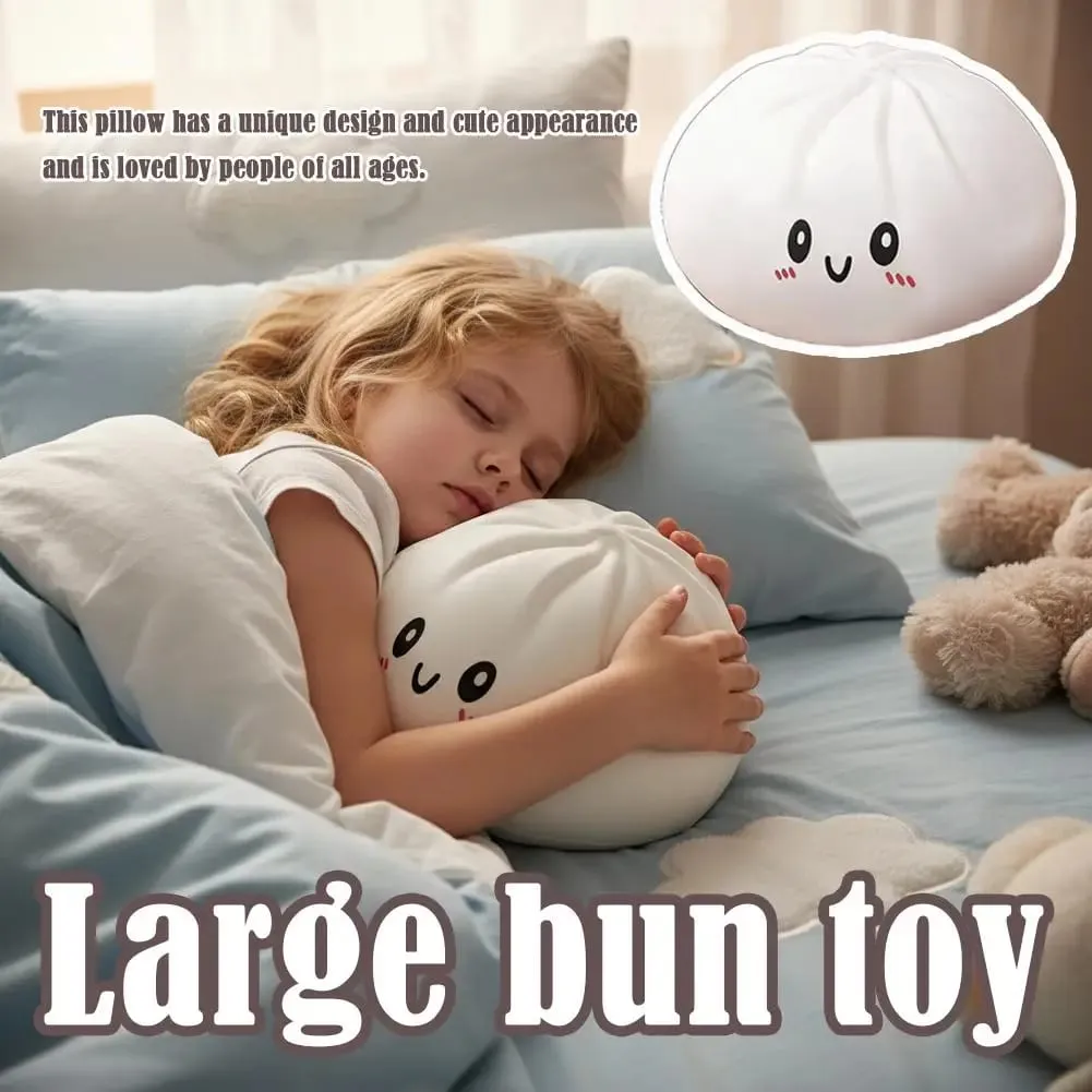 Soft Bouncy Large Dumpling Hug Pillow Stress Relief Food Plush Toy Full Fluffy Filling for Comfort Cute Steamed Bun Shape