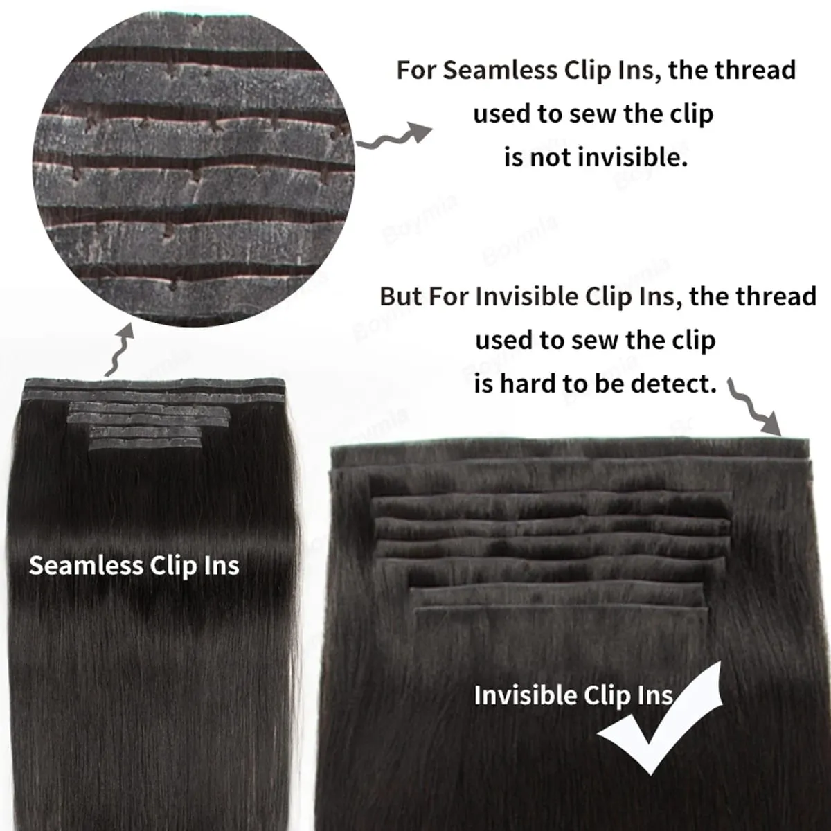 Invisible Thick PU Clip in Hair Extensions Real Human Hair Straight Remy Hair Clip in Hair Extensions 7pcs for Women Daily Use