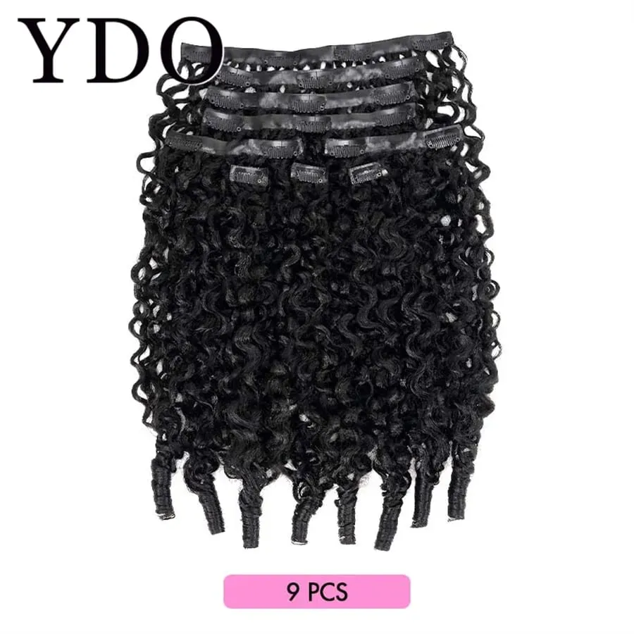 Burmese Curly Clip in Hair Extensions 100% Human Hair Full Head Deep Curly Wave Hair PU Clip in Bundle Extensions 9Pcs With 120G