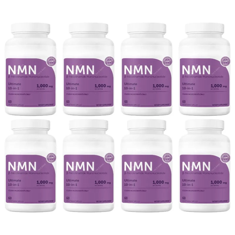 NMN-Kapseln 1000 mg pro Portion mit Resveratrol CoQ10, Vitamin C, vegane Formel, tägliche Wellness-Ergänzung, saubere Inhaltsstoffe, 120 ct