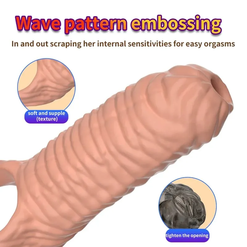 Male Realistic Penis Sleeve Penis Extender Cock Dick Enlargement Delay Ejaculation Cock Rings Reusable Condom Sex Toys For Men