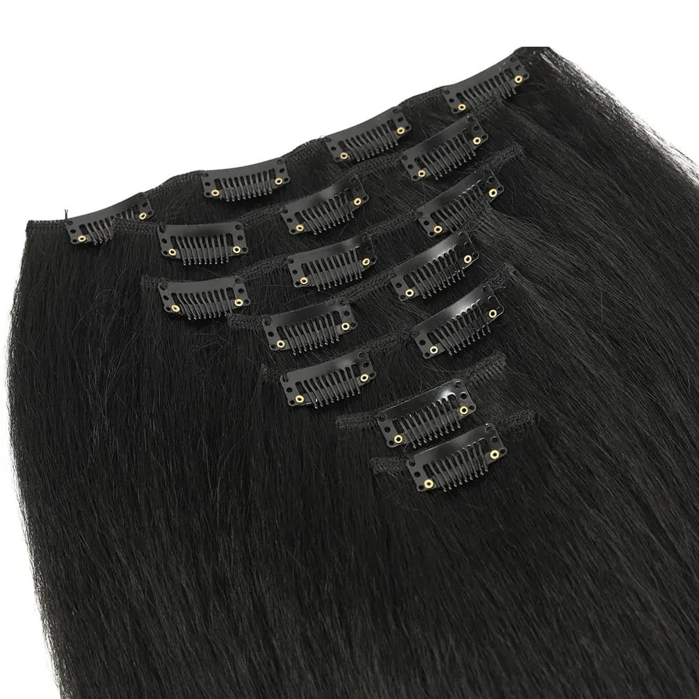 Yaki Straight Clip in Hair Extensions Synthetic 22 Inches Straight Hairpieces Clip-in Hair Extensions for Women Natural Looking