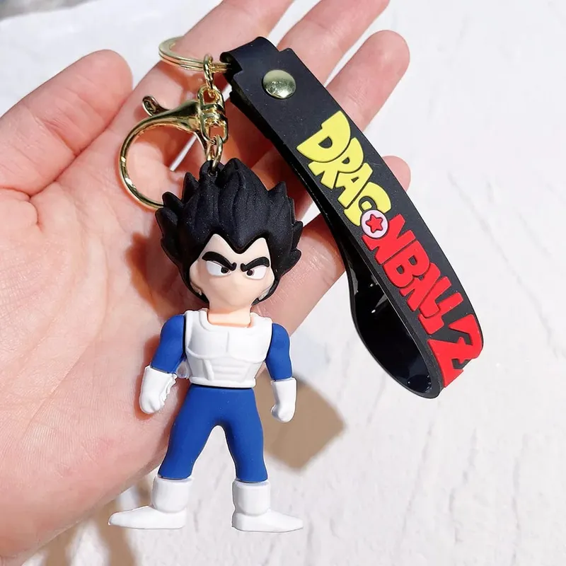 Anime Dragon Ball Keychain PVC Cartoon Cartoon Figure Trunks Son Goku Piccolo Buu Vegeta Figures Key Chain Keyring Bag Decor