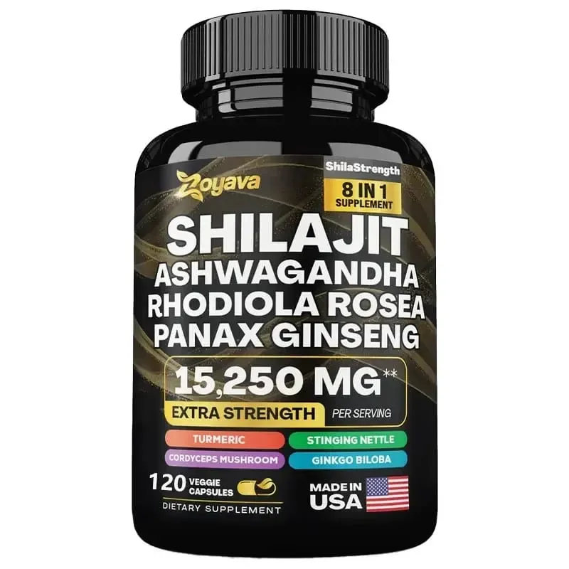 Himalaya Shilajit Ginseng Rhodiola Rosea och Ashwagandha extrakt 15250mg högstyrka kapslar Icke-GMO energiimmunitetsleder