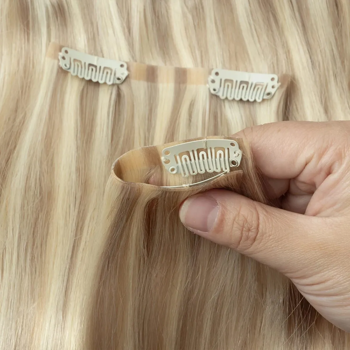 Extensiones de cabello con Clip sin costuras de PU, cinta de PU Invisible Natural Real, máquina con Clip Ins, Remy, Clip Invisible de 12-24 pulgadas, 7 Uds.