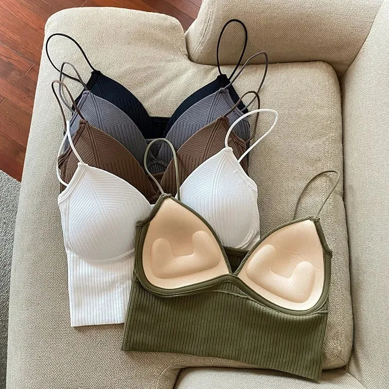 ผู้หญิงเซ็กซี่ Crop Top Bra กีฬา Tube Camis Streetwear Bandeau Basic Tank หญิง Tee