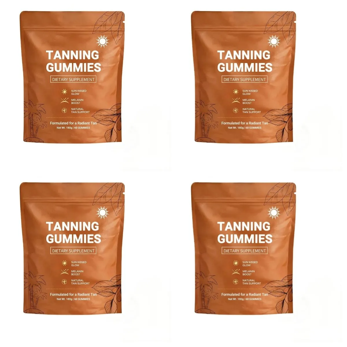 Gomitas bronceadoras para mujeres Respaldo bronceador sin sol Vegano Sin azúcar Astaxantina y licopeno sin OGM 60 unidades