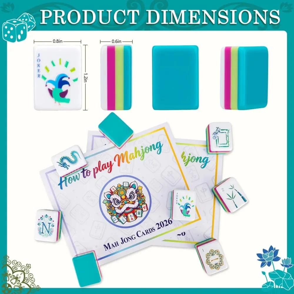 US Stock Lake Blue Luxury Engraved American Mahjong Set 4-Layer Acrylic Mahjong Tiles Travel Mah Jongg Sets for Home Board Games