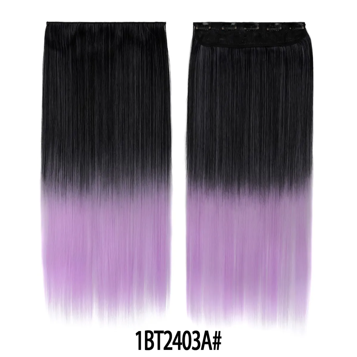 Jeedou Rainbow Hairpieces Clip In Hair Extension One Piece With 5Clips Ombre Color Straight Hair Wig For Girls Halloween Cosplay