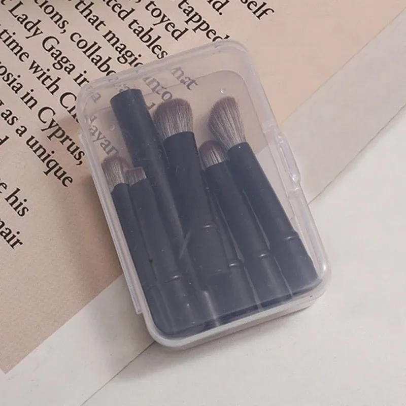 6Pcs Mini Travel Makeup Brushes Set With Box Portable Cosmetic Powder Foundation Blush Concealer Brushes Makeup Tools