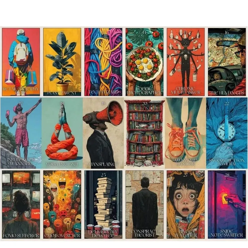 Modern Life Oracle Cards Set 13x8cm 47 Practical Wisdom Cards for Daily Chaos Management Humorous Insightful Card Deck