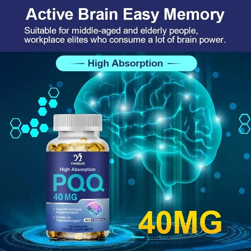 PQQ Capsules Supplement 40 mg - Mitochondrial Biogenesis & Metabolism - Supports Brain Heart Health & Cognitive Function