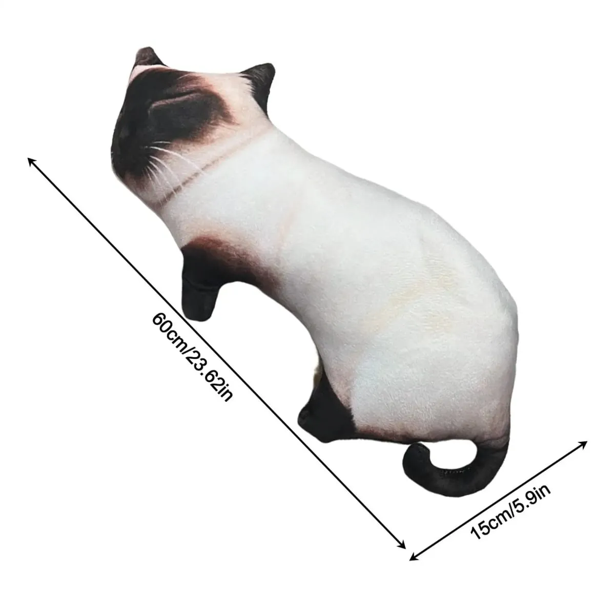 Realistic Cat Pillow 60cm Soft Plush Animal Cushion Decor Decorative Throw Pillow for Kids Adults Apartment Nursery Sofa Couch