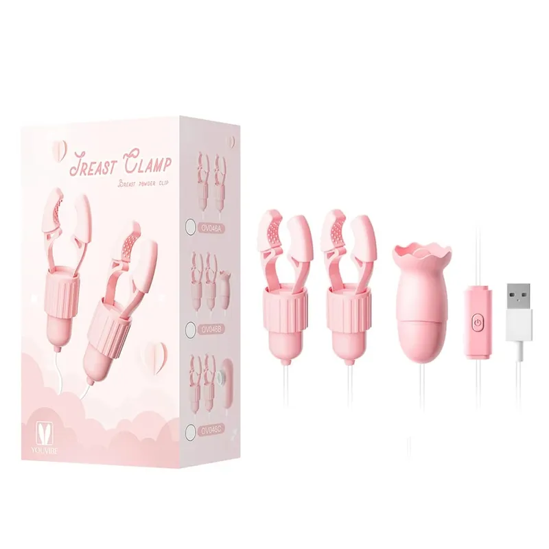 Nipple Clamps Vibrator Breast Massage Tongue Licking Sucking Vibrating Clit Stimulator Female Maturbator Adult Sex Toy For Women
