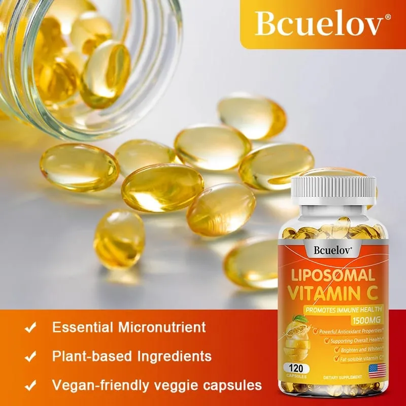 Liposomal Vitamin C - Promotes Collagen Production Supports Skin Immune Health Powerful Antioxidant Energy Supplement