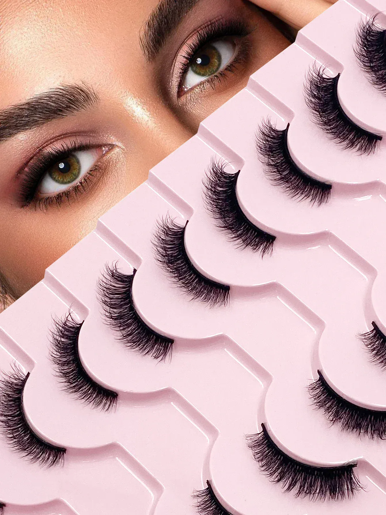 3D Cat Eye Lashes Half Eyelashes 10 Pares Half Lashes Natural Clear Stem False Eyelash Extension Makeup Faux Cils maquiag