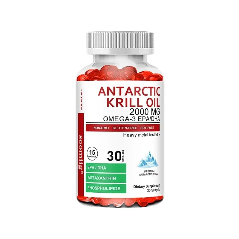 Antarctic Krill Oil Capsules 2000mg Omega-3 EPA & DHA with Astaxanthin Supplement Sourced from Red Krill Maximum Strength
