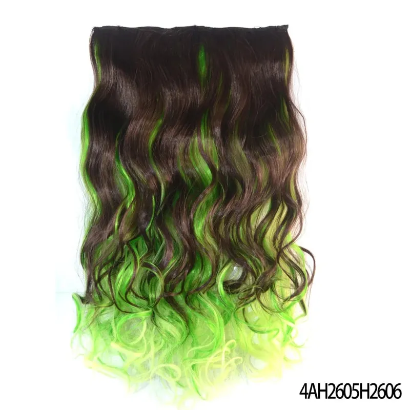 Longo reto encaracolado uma peça 5 clipes clip-in extensões 22 Polegada penteados resistentes ao calor cor mistura loira pedaço de cabelo para mulher