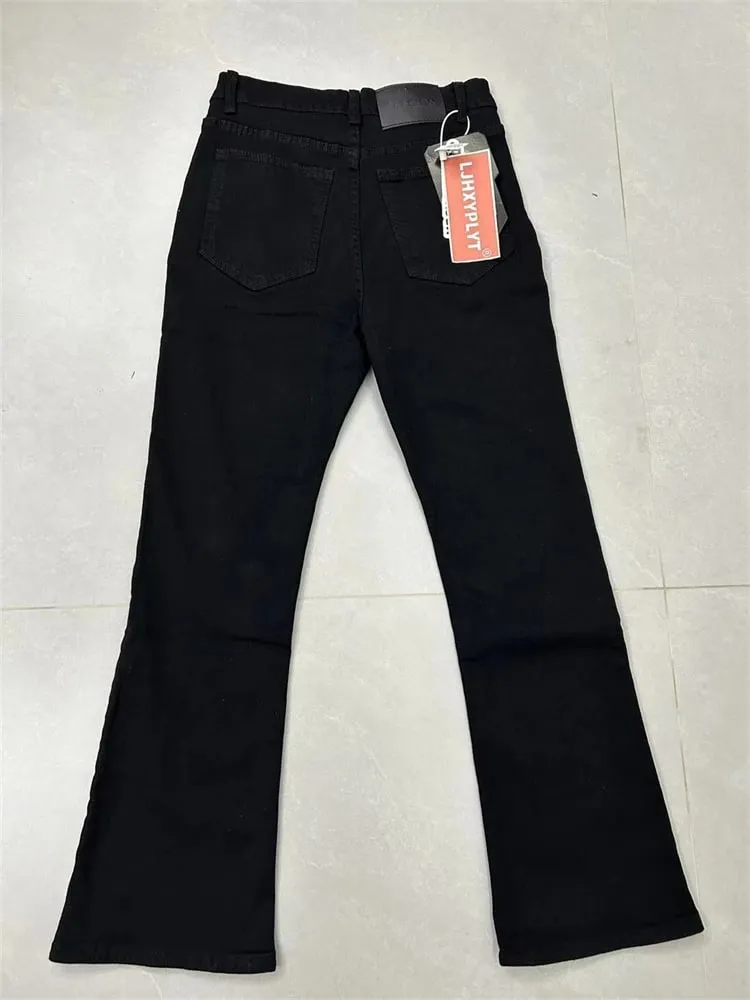 Men's 90s Slim Micro Horn Jeans Street Summer Sweatpants Y2k Pants Thin Boy Bottoms Male Wide Leg Bell-bottom Trousers