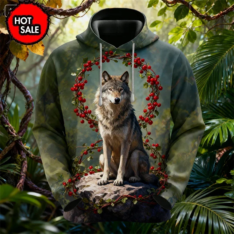 Fashion Animal Tiger Wolf 3D Printed Hoodies For Man Women Hooded Oversized New In Jackets Sweatshirts Man Tracksuit Coat Tops