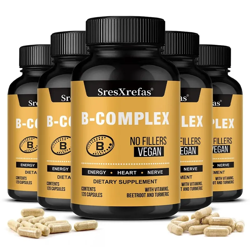 B Vitamin Supplements - with B12 for Mood Brain Nervous System Energy Metabolism Relieve Fatigue Heart Health