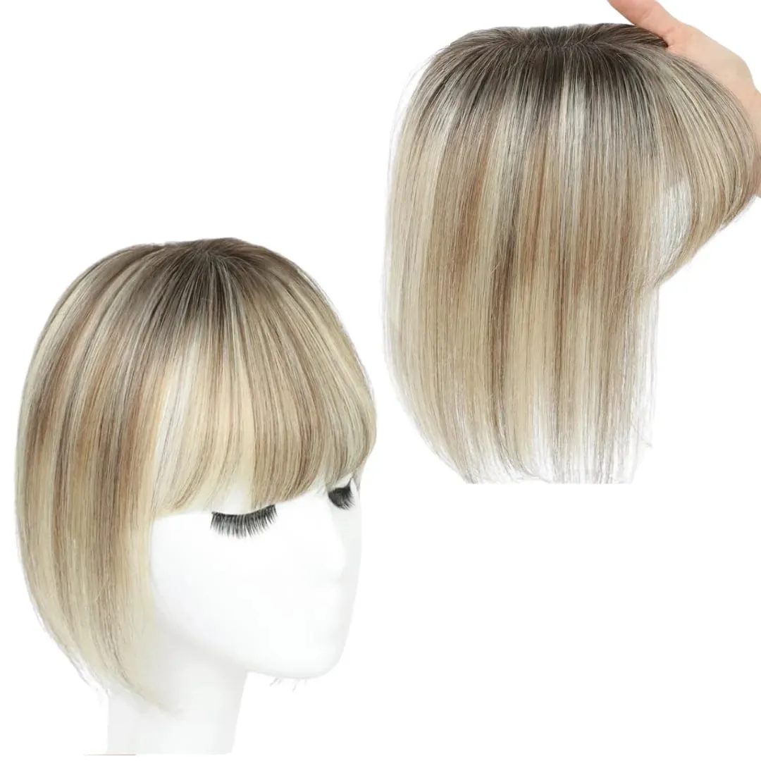 Synthetic Striaght Hair Toppers with Bangs for Women Natural Hairpieces Adding Hair Volume Topper Hair Extensions 18''/10''