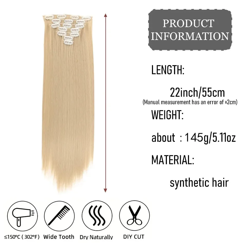 Synthetic 7 Pieces/Set 22 Inch Straight Hair Extensions Clip-In Extensions Christmas Halloween Hair Extensions