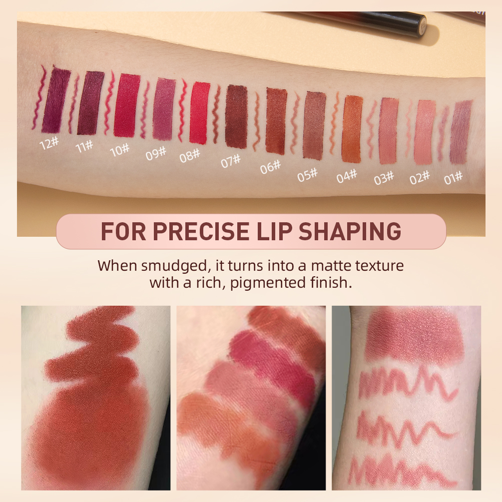 Set Pena Lipliner Lipstik 2 Buah Kosmetik Kontur Pensil Lip Liner Beludru Matte Kosmetik Tahan Lama Stik Bibir Merah Seksi