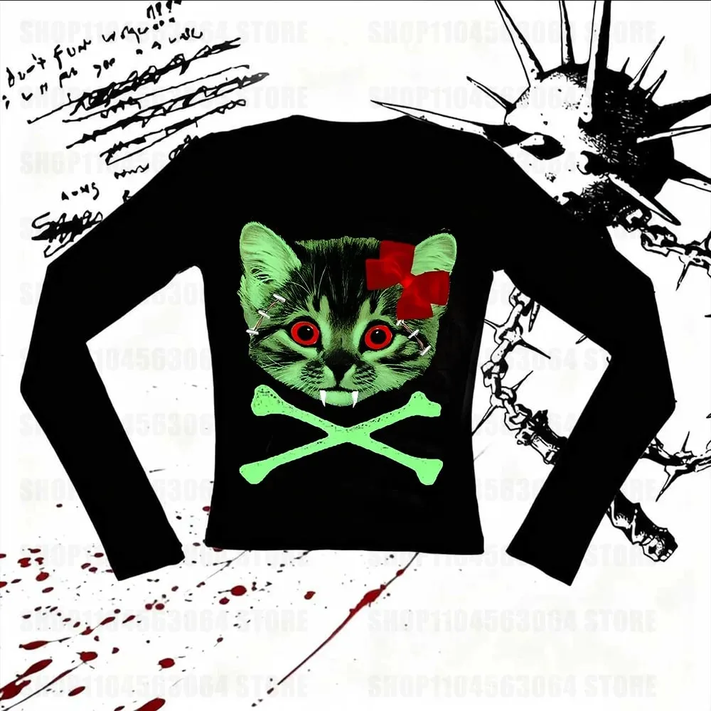 Trashy Y2k 2000s Tops Aesthetic Clothing Harajuku Star Girl Y2k Clothes Women Women's T-shirts Gothic Emo Goth Kpop Kawaii Woman