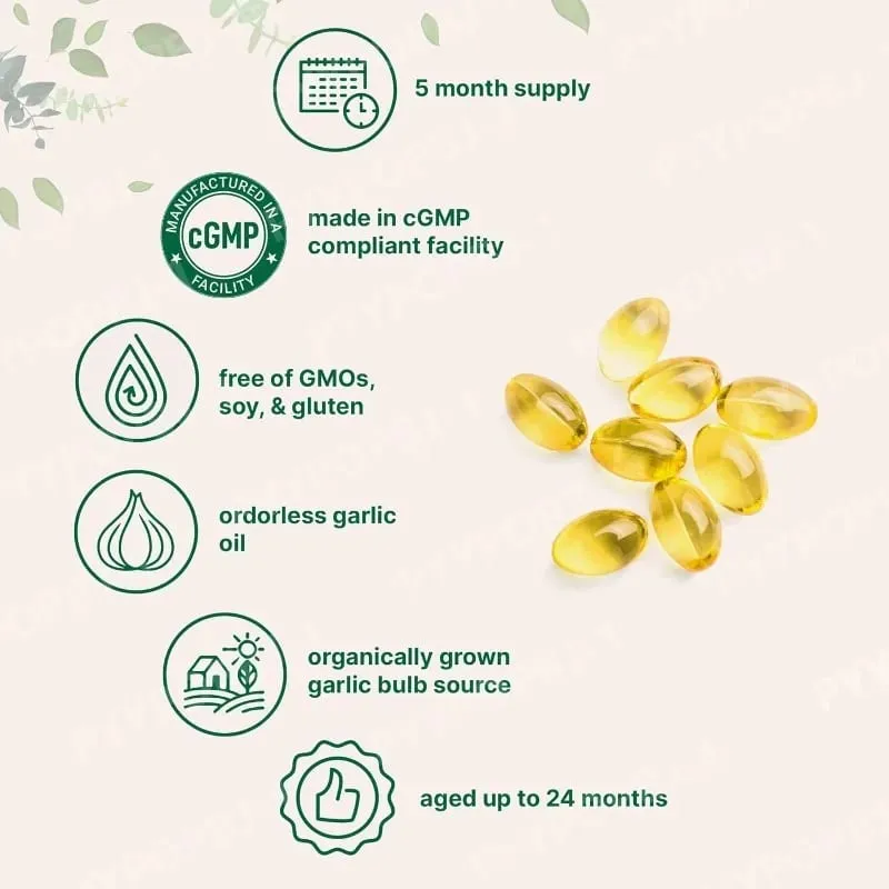 Kapsul Minyak Bawang Putih Tidak Berbau Ekstrak Bawang Putih Berumur 2 Tahun Tambahan Herba Asli Wirh Tumbuh Allium Sativum Bulb 300 Softgels