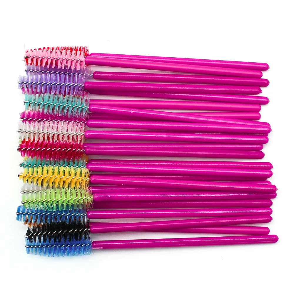 50pcs Disposable Eyelash Brushes Extension Rose Red Eyebrow Brush Mascara Wand Eye Lashes Cosmetic Tool Set Makeup Beauty