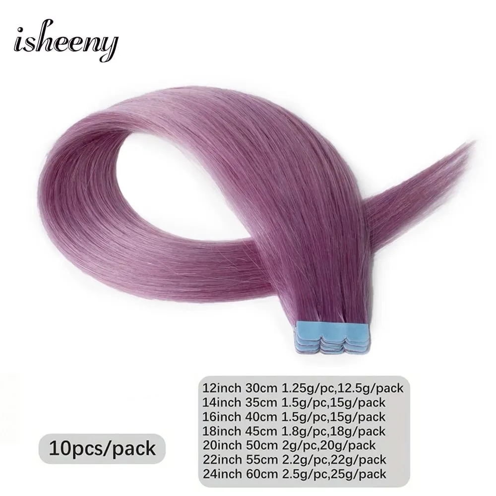 Isheeny 12-20-calowa mini taśma w ludzkich włosach w fantazyjnych kolorach Naturalna prosta bezszwowa taśma doczepiane włosy do włosów outlet