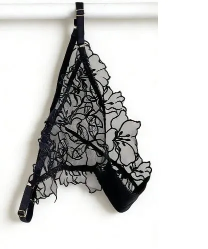Set reggiseno imbottito con busto piccolo | Set di biancheria intima in pizzo ricamato e rete con morbido ferretto, comoda demi cup, mutandine sexy Tushy in PP