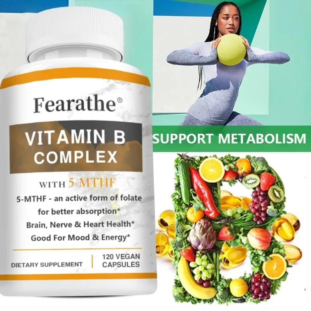 Vitamin B Complex Supplements (B12 B1 B2 B3 B5 B6 B9 Folic Acid &Biotin) Immune Brain & Energy Support