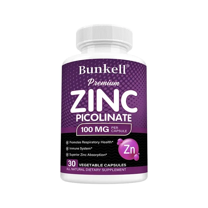 Premium Zinc Picolinate 100mg High Absorption Immune Support Respiratory Health Energy Production & Sleep Supplement