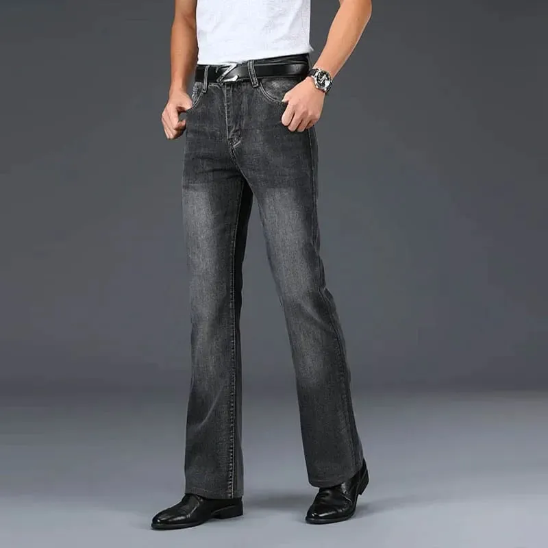 Denim Flared Jeans Men Boot Cut Denim Pants Comfortable Slightly Slim Classic Loose Casual Blue Black Trousers For Male Bootcut