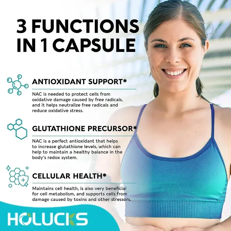 NAC Glutathione Food Supplement Detox & Antioxidant Anti-Aging for Liver Health Immune Support Skin Care Hair Nails