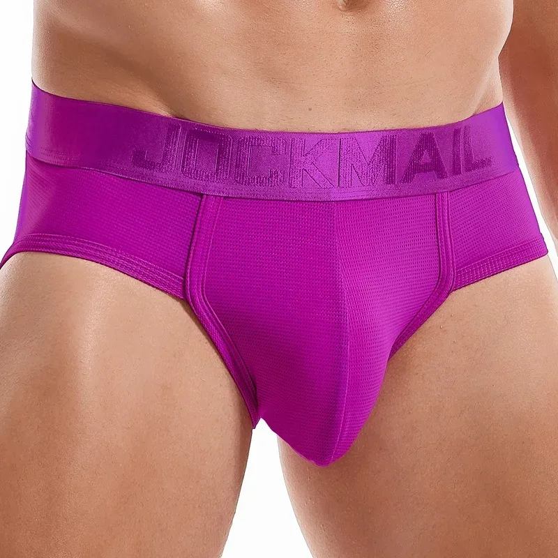 Jockmail Mens Underwear Briefs Mesh Breathable Sports Fitness Shorts Solid Color Sexy Low-rise Lingeries for Extreme Panties