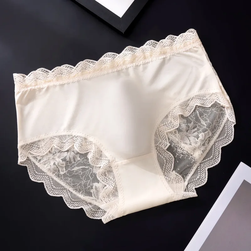 Thin Ice Silk Lace Men's Underwear Breathable Mid Waist Embroidery Comfortable Triangle Pants Traceless Hollow Out Male Briefs