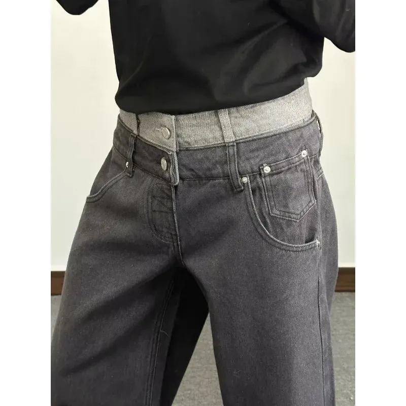 Herenjeans Herenbroek Losvallende zwarte wijde pijpen High Street Denim Relaxte rechte casual lente slouchy broek — image 6