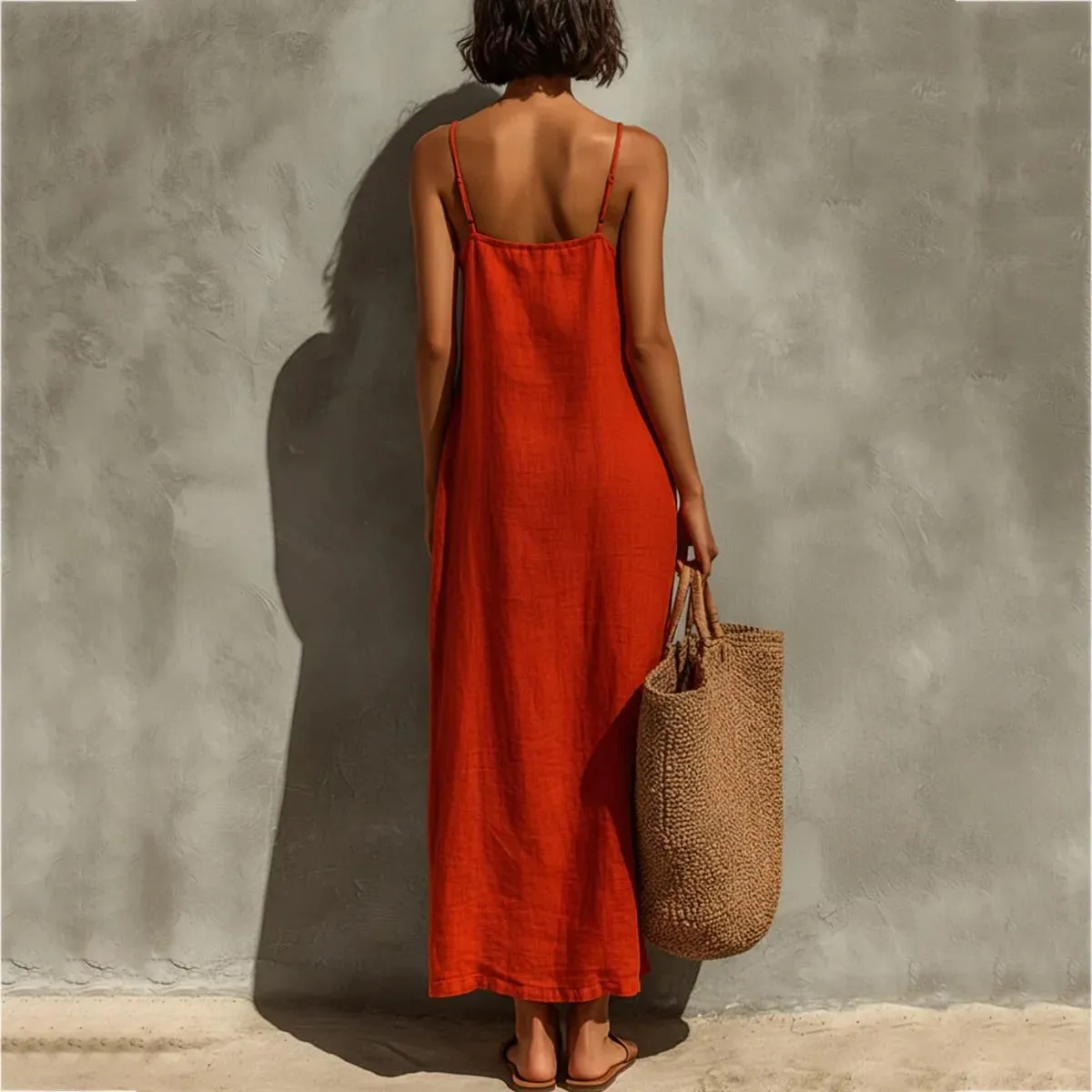 Summer Women Solid Color Casual Comfortable Slip Sundress Sand Beachwear Backless Sleeveless Loose Maxi Long Vacation Dresses — image 6