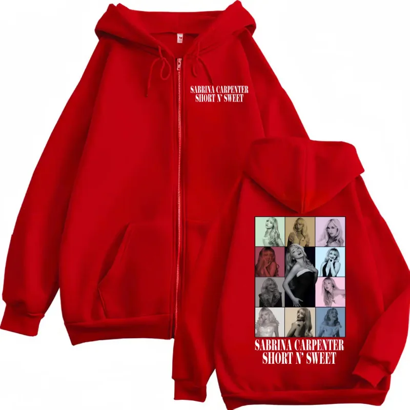 Singer Sabrina Carpenter Graphic Zipper Hoodie Men's Women Fashion Aesthetic Hooded Sweatshirts Harajuku Y2k Oversized Pullovers