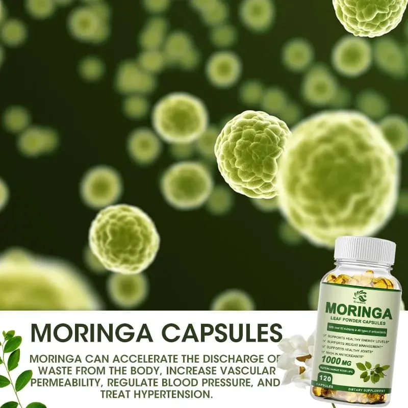 Greensure Moringa Oil Προωθεί τον μεταβολισμό Υποστήριξη απώλειας βάρους Επισκευάζει κατεστραμμένα κύτταρα Ανακουφίζει τη φλεγμονή Καρδιαγγειακή υγεία