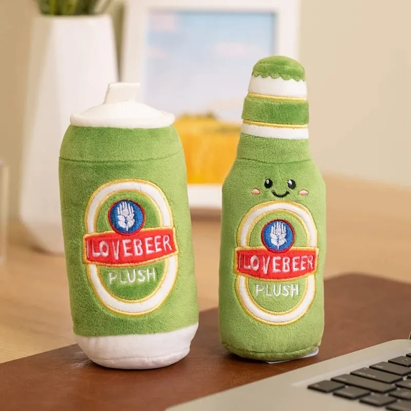 Bouteille de bière en verre 11 ~ 19cm, jolie canette de boisson, baril de bière, oreiller en peluche, peluche humanoïde Kawaii, accessoire de fête, cadeau pour homme