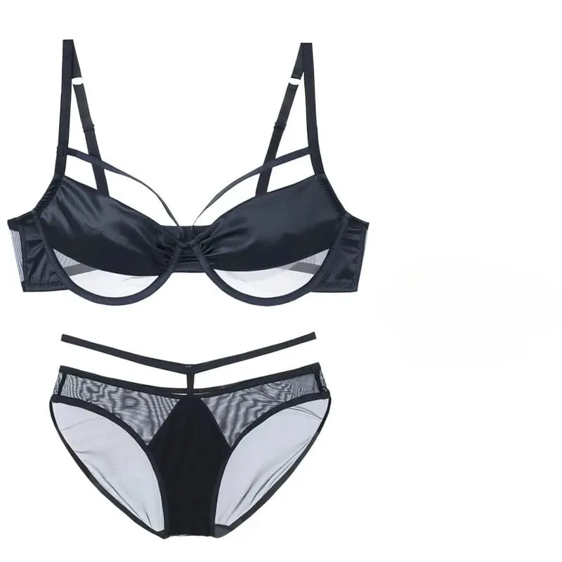 Set Pakaian Dalam Pelangsingan Cawan Nipis Baharu Wanita Lembut Underwire Tekan Ke Atas Kesan Meminimumkan Mengumpul Bonjolan Sebelah Anti Kendur Lembut — image 2