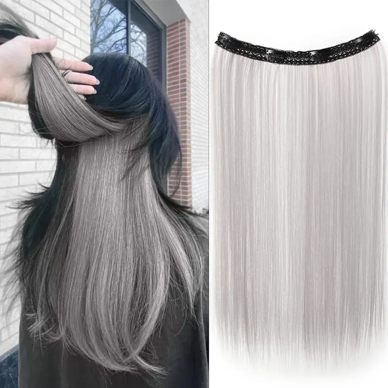 20inch Hair extensions Wig Hair Clips Hair piece Synthetic Straight Hair Extensions with 4clips for Women Halloween Party