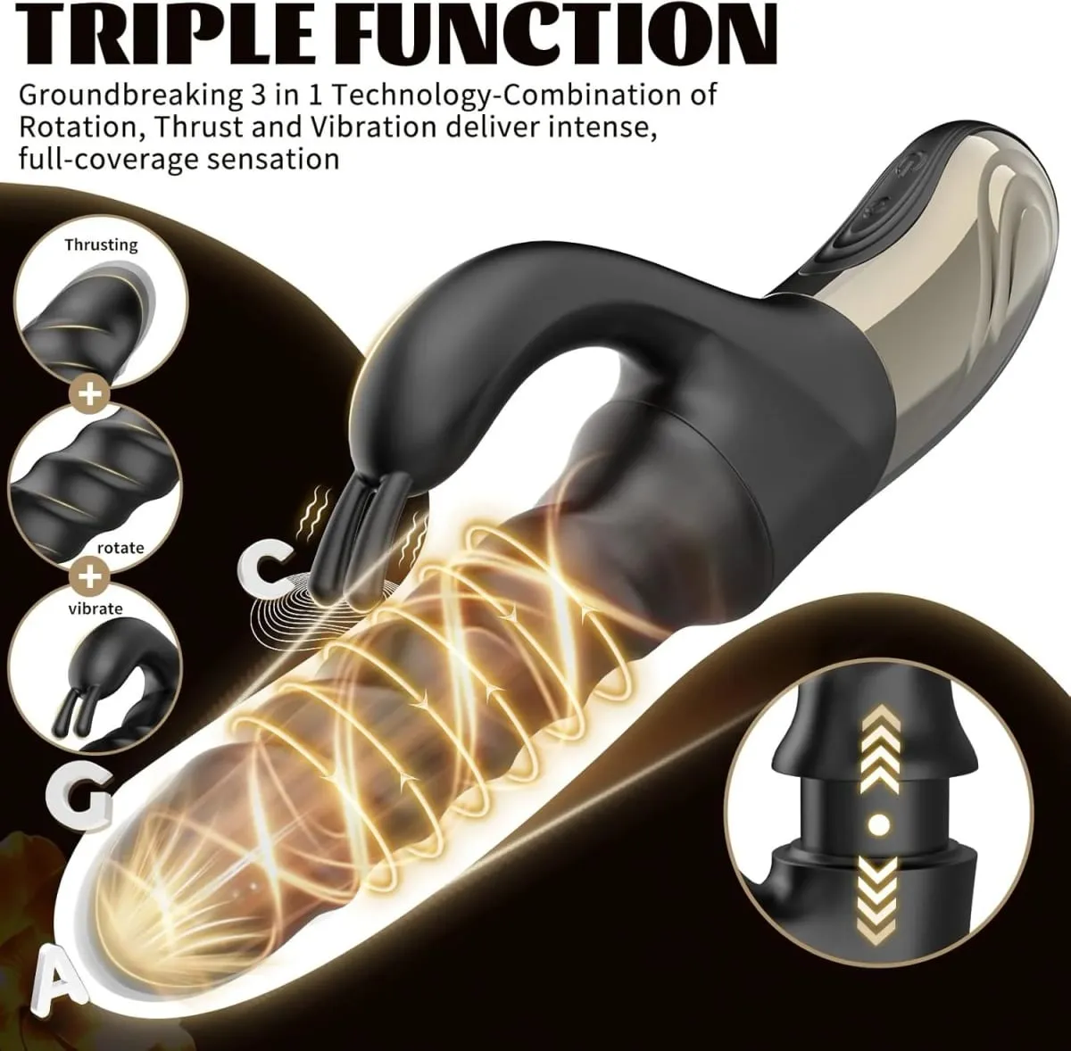 Thrusting G Spot Rabbit Vibrator Clitoral Stimulator 360° Swirl Up Down Thrust 5 Swirling Modes Adults Sex Toys for Women