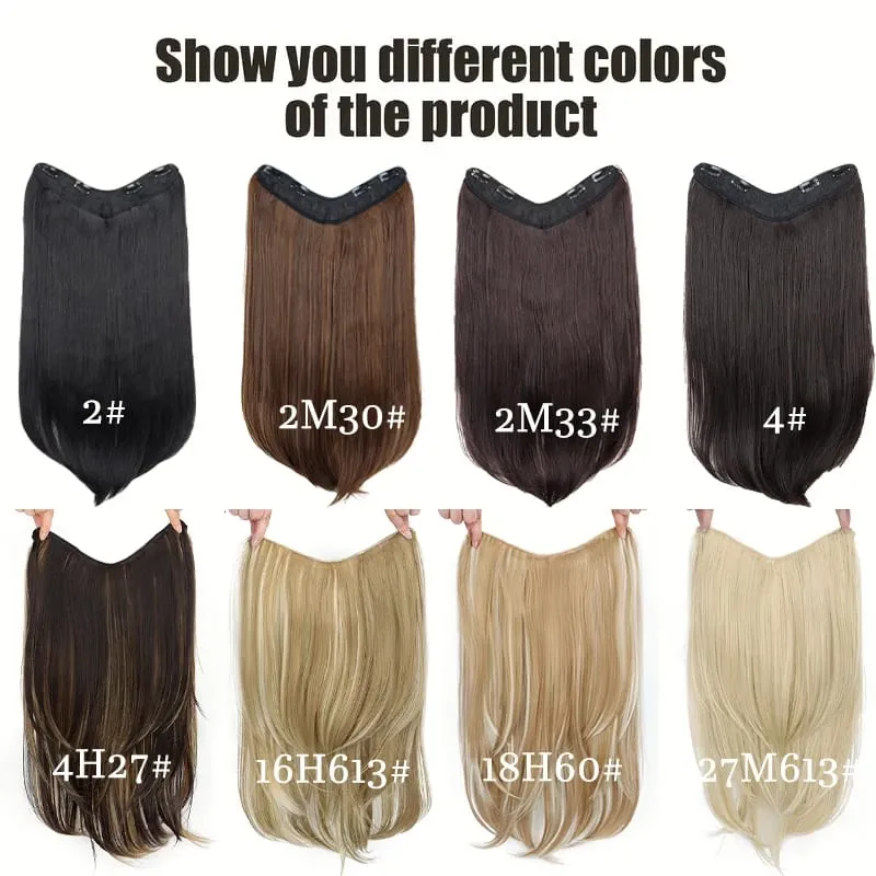 22Inch Synthetic V-Shaped Long Straight Layered Hair Extension Fluffy Increase Natural Invisible Hairpiece Wig for Women